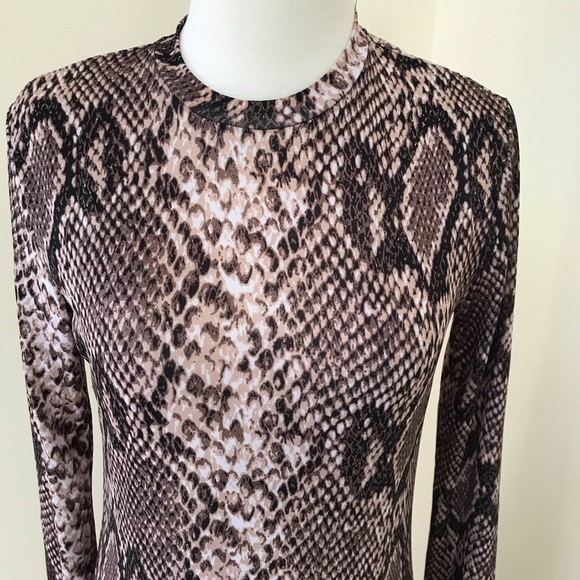 Resume size S snake print Long Sleeve midi dress - Picture 2 of 8